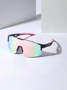 0150688630001-X9337 1pc Men's Pink Multi-Material Mechanic Mask Shape Fashion Glasses For Outdoor Cycling Sports (With EVA Case, Cleaning Cloth & Glasses Strap) Beach Accessories Glasses Shades Looks Street Style And Suit For Sweater Jacket Sweatshirt Hoodie Leather Pants And Cargo PantsY2K Festival For Summer Beach Vacation, Outdoor, Travel