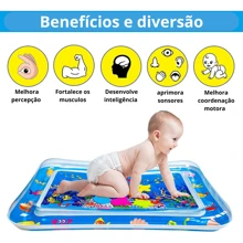 Tapete Interativo Água Infantil Bebê Criança Neném Tapete Atividades Colorido Diversas Cores - Azul - Visão 5