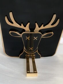 1pc New Deer Head Design Electroplating Phone Case With Hidden Stand Compatible With Apple, Compatible With Huawei, Compatible With Samsung, Compatible With Redmi, Compatible With Xiaomi, Compatible With Vivo, Compatible With Oppo, Compatible With Moto,International Version, Not The Domestic Version - Black - View 4