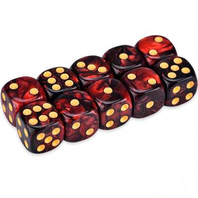 10pcs 16mm Round Corner Dual-Color Dice For Desktop Gaming. Perfect For Club Gatherings, Board Games, Etc.,Adult Party Games Suitable For Halloween/Christmas/Thanksgiving