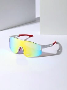 0150688630001-X9337 1pc Men's Pink Multi-Material Mechanic Mask Shape Fashion Glasses For Outdoor Cycling Sports (With EVA Case, Cleaning Cloth & Glasses Strap) Beach Accessories Glasses Shades Looks Street Style And Suit For Sweater Jacket Sweatshirt Hoodie Leather Pants And Cargo PantsY2K Festival For Summer Beach Vacation, Outdoor, Travel