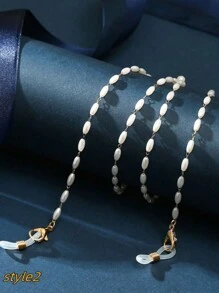 高雅1入組新款時尚金屬珍珠口罩&眼鏡雙用水晶鏈，帶延長鏈，抗丟失口罩掛繩，可掛於頸部（注：不含眼鏡） - 多色 - 查看 15