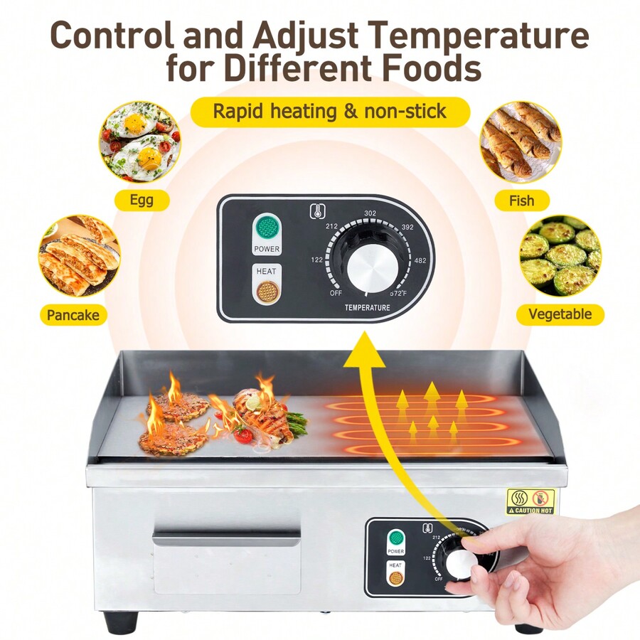 14Inch Commercial Electric Grill 1500W Electric Countertop Grill Non