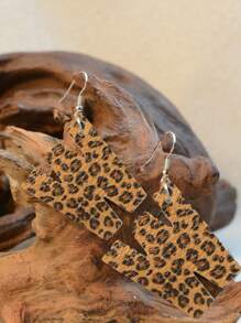 26入組西式老豹印花柔軟雙面皮革耳環,帶英文字母,適合女性 - 皮革耳環 - 查看 23