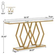 Tribesigns Console Table For Entryway Living Room, 140 X 30 X 90cm Gold Entryway Table Modern Accent Table For Hallway Entrance Foyer (Gold White) - White - View 6