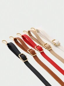 1pc PU Leather Casual Versatile Solid Color Adjustable Bag Strap - Red - View 7