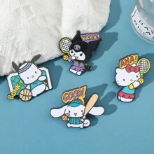 4 Phim hoạt hình dễ thương Kim loại Huy hiệu Chơi Trâm cài Nhân vật Quần áo Cái túi Phụ kiện Trang trí Men răng Huy hiệu - 4 chiếc - Xem 8