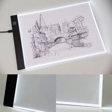 LED Light Board A4 A3 Light Pad Side Button Design 3 Levels/Stepless Dimming Drawing Tracing Tablet Portable - White - View 7