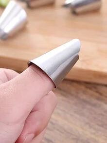 2pcs Peeler For Edamame, Chestnut, Nuts, Chicken Claws & Vegetables With Protective Hand Guard And Iron Fingertip Caps - Silver - View 9