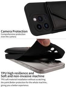 1件装多功能肩带PU皮革手机壳，带卡槽，兼容 17 Pro Max、17 Pro、17 Air、Redmi - 黑色 - 查看 5