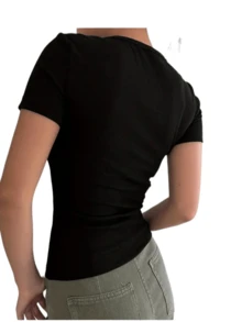 Playera camiseta manga corta licra - Negro - Ver 3