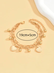 1 件女士钛钢蝴蝶和心形链手链情人节、妈妈、母亲、母亲节、礼物 - 銀色 - 查看 16