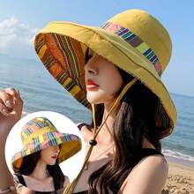 Mũ rộng vành hai mặt thời trang xuân hè dành cho nữ, Mũ chống nắng ngoài trời - mũ nồi vải in hoa - Xem 16