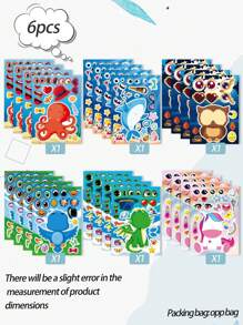 Cartoon Cute Interactive Puzzle Game For Parent-Child With Diy Face Stickers & Craft Reward Stickers (Random Color Parts) - Multicolor - View 2