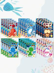 Cartoon Cute Interactive Puzzle Game For Parent-Child With Diy Face Stickers & Craft Reward Stickers (Random Color Parts) - Multicolor - View 1