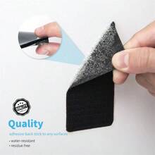 4pcs Square Sofa Fasteners With Strong Adhesive Tape, Black & White Nylon Self-Adhesive Double Sided Tape, Punchable Round Corner , Can Be Cut Into Pieces, With Hook And Loop Fastener