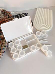 XIANG YU 创意6件套带镜子和简约文字彩色隐形眼镜护理盒，隐形眼镜盒，镜片容器 - 6件套裝 - 查看 5