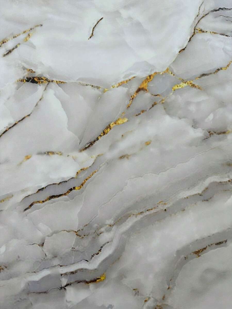 Adesivo para Piso Chão Lavável Mármore Filetes Dourado - Branco - Visão 1