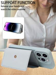 1 Ốp lưng điện thoại da PU có dây đeo vai đa năng có khe cắm thẻ tương thích với iPhone 17 Pro Max, 17 Pro, 17 Air, Redmi - Màu xanh lam - Xem 6