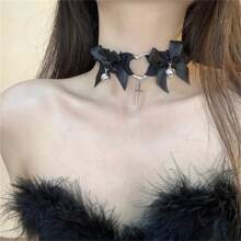 1pc Women's Sexy Satin Bow Bell Heart Cross Angel Ruffle Garter, Bridal Wedding Accessory