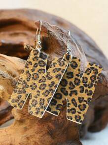 26入組西式老豹印花柔軟雙面皮革耳環,帶英文字母,適合女性 - 皮革耳環 - 查看 18