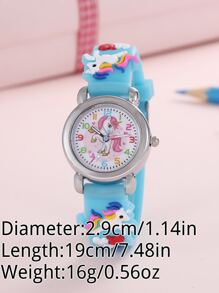 1 Trẻ Em Kỳ Lân Trang Trí Dây Đeo Silicone Mặt Tròn Thời Trang Đồng Hồ Thạch Anh Trang Trí Hàng Ngày - Màu xanh nhạt - Xem 4