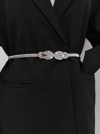 Party 1pc Women's Vintage Adjustable Waist Chain With Rhinestone Decor, Suitable For Daily Wear And Parties, Fits Pants And Dresses Summer, School Fall, Autumn, Halloween