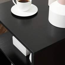 HOMCOM 20" Modern End Table, Accent Side Table, S-Shaped Coffee Table With Storage Shelf And Steel Poles, White - màu đen - Xem 7