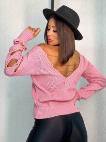 Women Sweaters - 玫紅色 - 查看 2