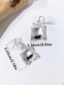 1對可愛有趣樹脂金魚造型垂墜耳環,男女適用,有黑色、橘色、藍色、紅色和黃色可選 - 款式 - 查看 3
