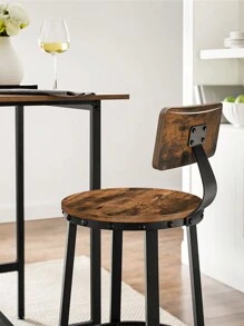 VASAGLE Bar Stools, Tall Bar Stools With Backrest, Kitchen Stools, Steel Frame, 73.2cm High Seat, Easy Assembly, Industrial, Rustic Brown And Black - Chocolate Brown - View 6