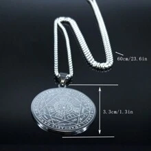 1入正品不鏽鋼薩洛門封印星座吊墜項鍊，男性時尚日常飾品