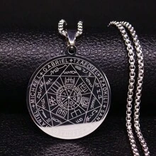 1入正品不鏽鋼薩洛門封印星座吊墜項鍊，男性時尚日常飾品