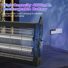 Solar Bug Zapper Outdoor, Wireless Portable Camping Mosquito Zapper With Panel Sensor, Fly Traps With 10FT Extension Cord, Fly Zapper, Mosquito Killer, Electric Trap Ideal For Home, Patio, Backyard - 黑色 - 查看 7