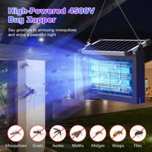 Solar Bug Zapper Outdoor, Wireless Portable Camping Mosquito Zapper With Panel Sensor, Fly Traps With 10FT Extension Cord, Fly Zapper, Mosquito Killer, Electric Trap Ideal For Home, Patio, Backyard - 黑色 - 查看 4