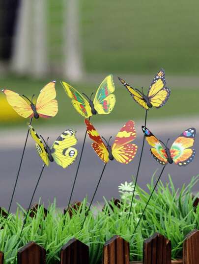 5/10/20/50pcs 3d Butterfly Garden Decoration, Can Be Used In Grass, Flowerpot And Room