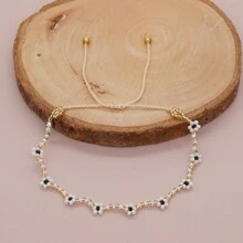 1 件雏菊波西米亚风珠宝手工波西米亚风时尚潮流种子串珠友谊手链女士快乐礼物 - 彩色 - 查看 5