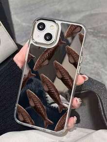 1pc Multiple Chocolate Fish Anti-Fall Acrylic Phone Case Compatible With Apple 15plus & Personalized Compatible With IPhone 14promax - Multicolor - View 4