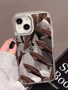 1pc Multiple Chocolate Fish Anti-Fall Acrylic Phone Case Compatible With Apple 15plus & Personalized Compatible With IPhone 14promax - Multicolor - View 3