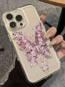 1 Vỏ điện thoại trong suốt chống sốc có họa tiết bướm & hoa tương thích với iPhone - Trong sáng - Xem 2