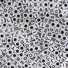 50-300入組/袋 6mm混合方形白色字母亞克力珠子,diy手鍊配件 - 彩色 - 查看 1