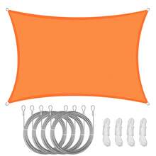 1 Set Waterproof Sun Shade Sail, Includes Stainless Steel Cable Ropes, Available In Triangle, Rectangle, Square Shapes, 98% UV Protection, Suitable For Outdoor Camping, Patio, Garden, Swimming Pool And More - Orange - View 2