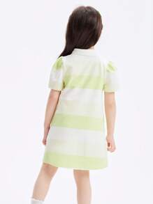 Balabala Girls' Dress New Summer Children's Striped Polo Dress