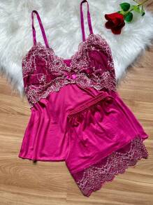 Women Pajama Sets - Hot Pink - View 1