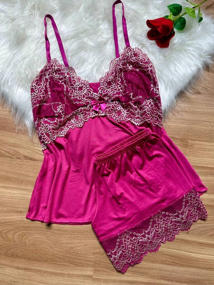 Women Pajama Sets - Hot Pink - View 1