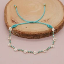 1 件雏菊波西米亚风珠宝手工波西米亚风时尚潮流种子串珠友谊手链女士快乐礼物 - 彩色 - 查看 3