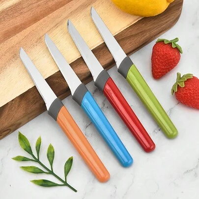 4pcs Mini Knife Fruit Peeling Knife Household Stainless Steel Fruit Knife Skin Knife Color Knife Set Of Four