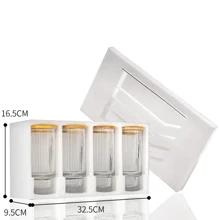 Ribbed Glass Cups With Straws 11oz, Drinking Glasses ,Ribbed Glassware, Cocktail Glasses - White - View 7