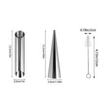 16pcs Non-Stick Stainless Steel Croissant Mold Set, Including Cone-Shaped Tubes, Croissant Roll Cutters, And Cleaning Brush - Silver - View 2