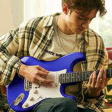 Donner Electric Guitar DST-100 39 Inch Full Size Guitar Kit 5 Ways Pickup Switches 2 Tones & Volume Controls Solid Body Multicolor For Beginner Starter In Muscic Studio At Home Band Show With Bundle Kit Amplifier, Bag, Capo, Strap, String, Tuner, Cable, Picks - Royal Blue - View 9